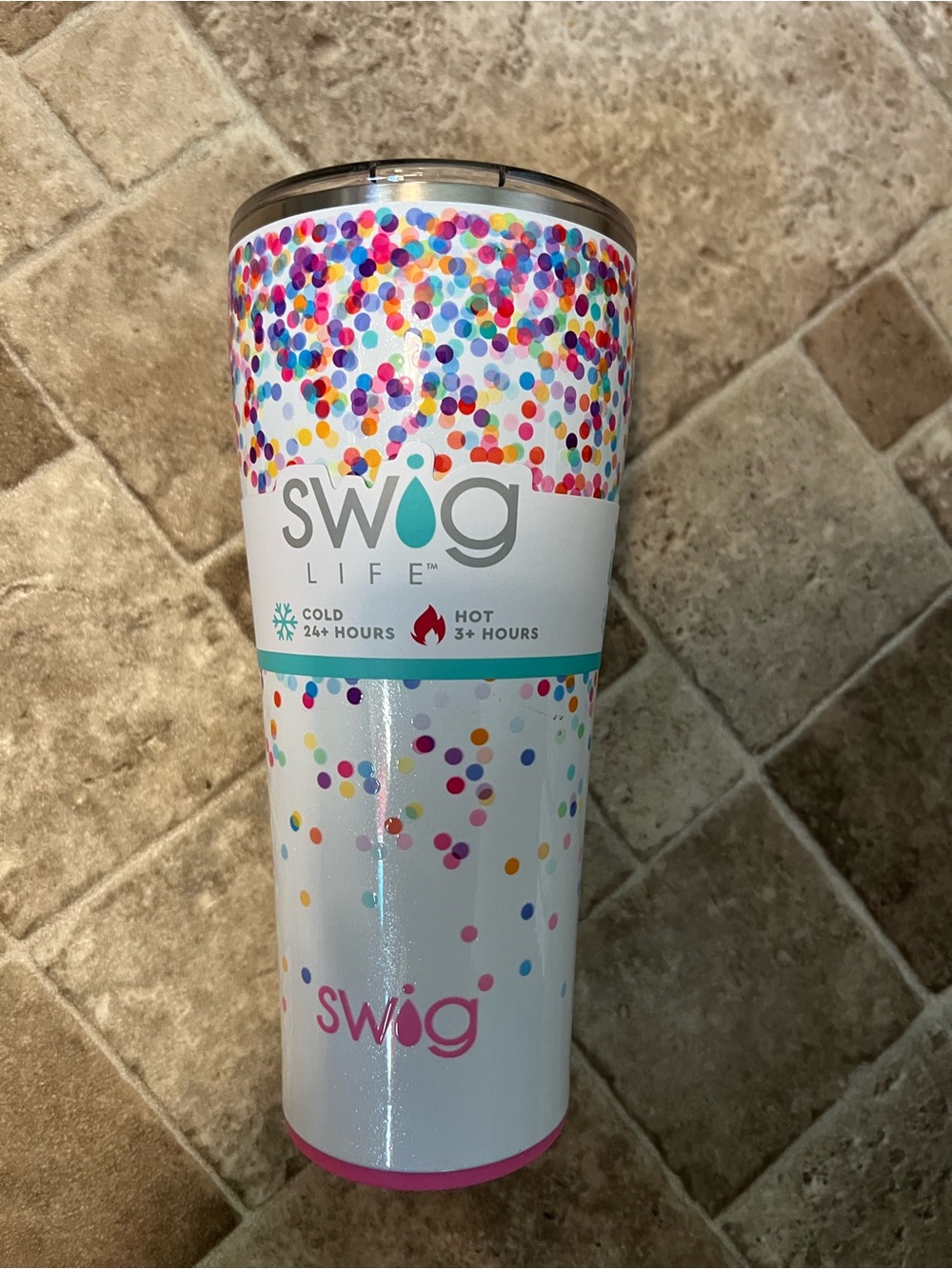 NWT 32oz Swig Life White Confetti Travel Tumbler